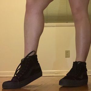 Maroon high top shoe